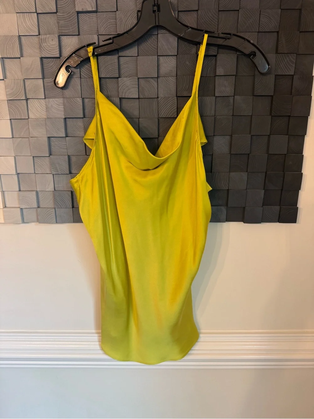 Natori Lime Yellow Satin Cowl Neck Camisole